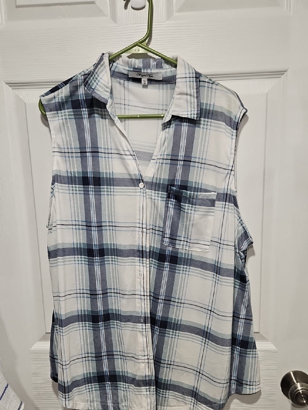 Paper Tee Light Blue and Navy Plaid Button-Up Shirt